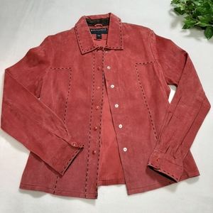 Bernardo Rose Pink Leather Pearl Snap‎ Jacket Sz M